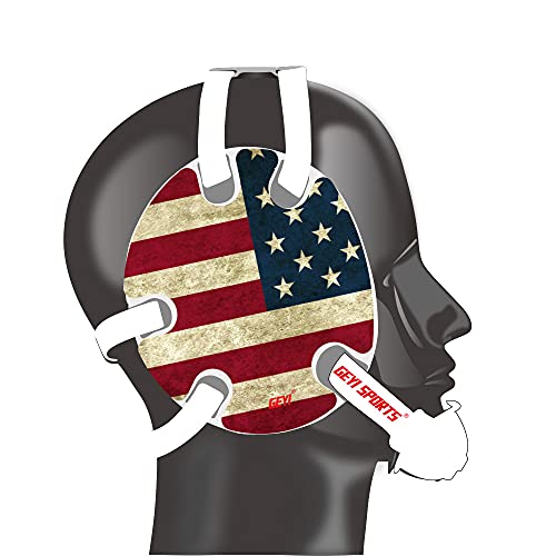 Wrestling Headgear with American Old Flag Decals(Adult) - color: White