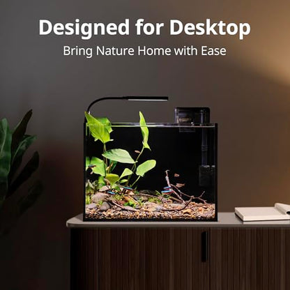 NICREW 2.5 Gallon Nano Nature Aquarium Kit, Ultra-Clear Rimless Desktop Fish Tank with Light and Filter, Perfect for Small Fish, Shrimp, or Betta, Basic Version, Black