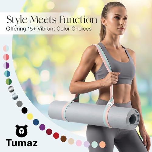 Tumaz Yoga Mat Strap Adjustable Carrier for All Yoga Mats, 2 Sizes - color: 02. Pink Match, size: 64 IN