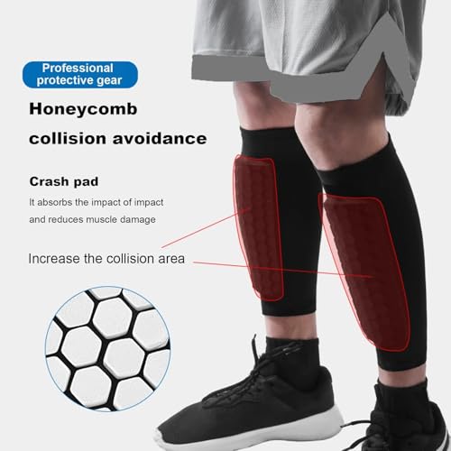 Soccer Shin Guards Shin Pads for Kids Youth Adult, Calf Compression Sleeve with Honeycomb Pads, Lightweight Calf Protective Gear for Football Soccer Baseball Boxing Kickboxing