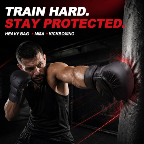 LIBERLUPUS MMA Gloves for Men – Punching Bag Gloves for Men, Open Palm Training Gloves for MMA Sparring, Kickboxing, Muay Thai, Youth Self-Defense, Durable Synthetic Leather with Wrist Support - size: Large-X-Large
