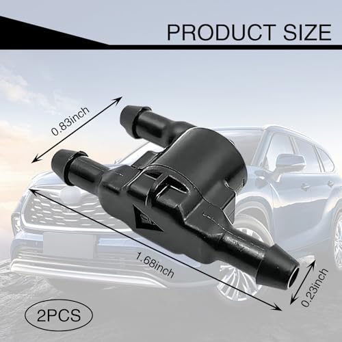 2 PCS Car Windshield Wiper Washer Check Valve, 3 Port Cleaning Nozzle Replacement 8532128020, Wiper Spray Pipe Cleaning Connector Accessory, Compatible with Toyota Lexus (Black)