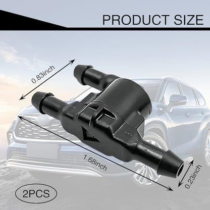 2 PCS Car Windshield Wiper Washer Check Valve, 3 Port Cleaning Nozzle Replacement 8532128020, Wiper Spray Pipe Cleaning Connector Accessory, Compatible with Toyota Lexus (Black)