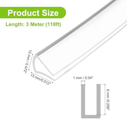 PATIKIL Rubber Seal Strip, 10Ft Flexible U Channel Edge Trim Protector Soundproof Door Seal Strips Fit 8-9mm Thick Edge, 15/32"(12mm) Width, 1/2"(13mm) Height, Transparent - size: 15/32"(12mm ) x 1/2"(13mm )