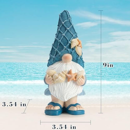 Beach Gnomes Statues,Ocean Gnomes,Nautical Themes Decoration,Beach, Gnome Holding Seashells - color: Holding a Shell