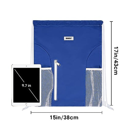 WANDF Drawstring Backpack, Gym Sackpack for Sports - color: Navy Blue
