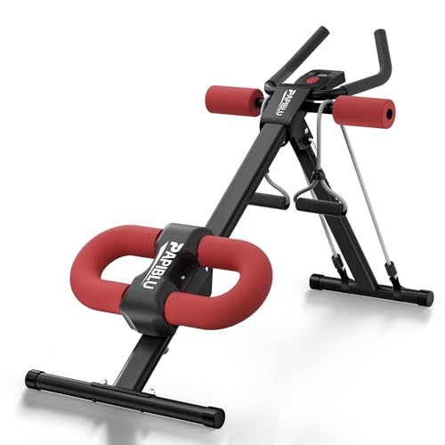 Abdominal Trainers - Adjustable Ab Trainer Machine, Foldable Abdominal Workout Equipment with Knee Protection - Home Gym Core Strength Trainer for Men & Women - color: Red