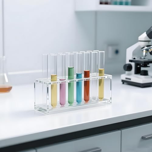 12 Sockets Clear Acrylic Test Tube Rack 10ML Test Tubes,Plastic Centrifuge Tube Holder Stand