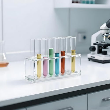 12 Sockets Clear Acrylic Test Tube Rack 10ML Test Tubes,Plastic Centrifuge Tube Holder Stand