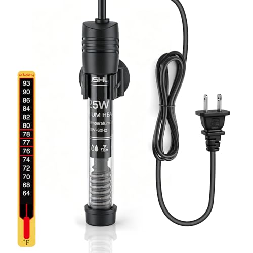 Submersible Aquarium Heater, Adjustable Fish Tahk Heater with Free Thermometer Suitable for Marine Saltwater and Freshwater - size: R25