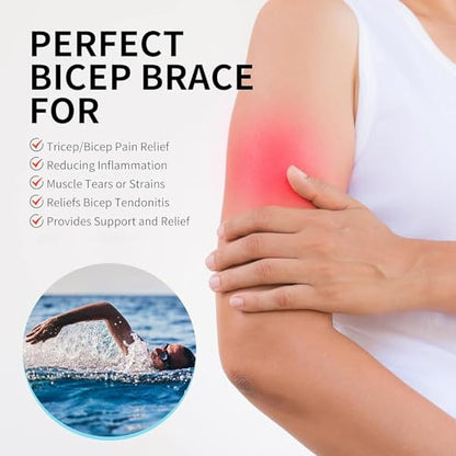 FEATOL Bicep Tendonitis Brace, Upper Arm Compression Sleeve Support Bands - color: Black, size: Small