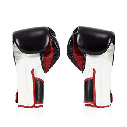 Fairtex BGV6 Angular Boxing Gloves, Locked Thumb Muay Thai MMA Kickboxing - color: Black/White/Red, size: 14oz
