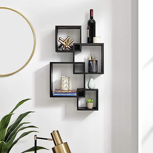 Danya B. Blocchetto Intersecting Cubes Wall Shelf Unit - Horizontal or Vertical - Black
