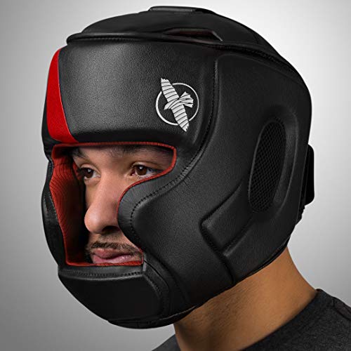Hayabusa T3 Adjustable MMA Headgear - color: Black/Red, size: Large