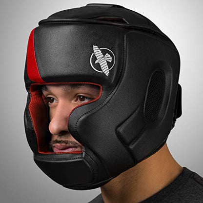 Hayabusa T3 Adjustable MMA Headgear - color: Black/Red, size: Large