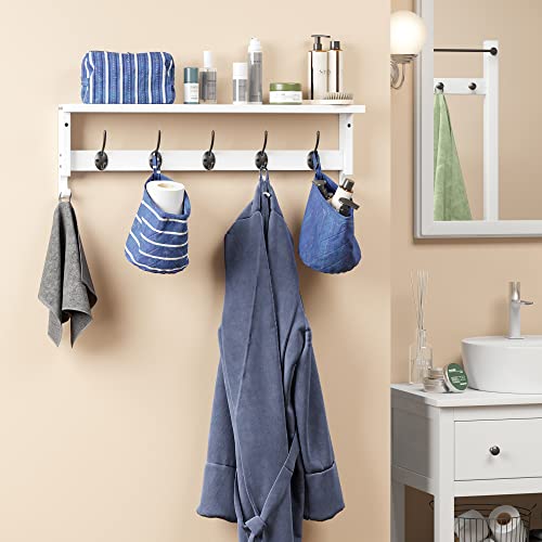 AMBIRD Coat Rack Wall Mount with Shelf, 28.9 Inches Coat Hooks Wall Mounted with 5 Hooks, Hat Wall Hooks for Hanging in Entryway, Living Room, Bathroom, Bedroom (White, 28.9 * 4.5 inches) - color: White, size: 5 Hooks 28.9" L