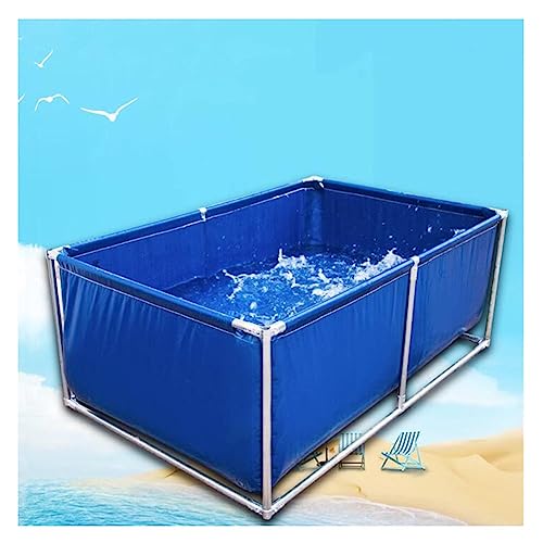 Rectangle Pool Above Ground, Outdoor Aquarium Water Tank PVC Canvas with Stand Collapsible Water Bucket for Camping Washing Fishing Fish Culture Seafood (Color : Blue, Size