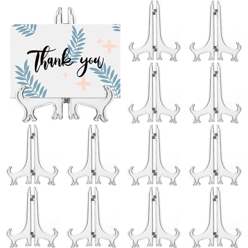 12 Pack 3 Inch Clear Plastic Easels or Stand/Plate Holders to Display Pictures or Other Items at Weddings, Plate Stands for Home Decoration, Birthdays, Tables - size: 3 inch