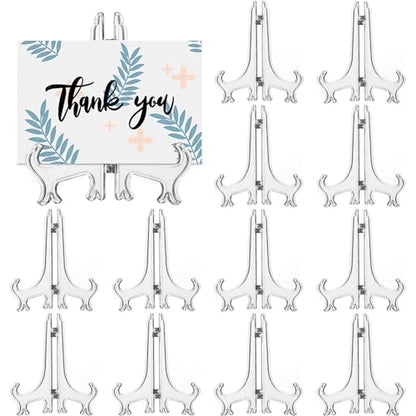 12 Pack 3 Inch Clear Plastic Easels or Stand/Plate Holders to Display Pictures or Other Items at Weddings, Plate Stands for Home Decoration, Birthdays, Tables - size: 3 inch