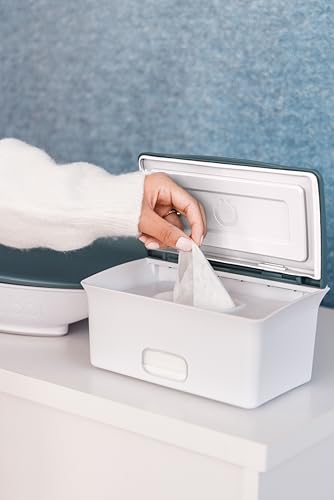 Ubbi Baby Wipes Dispenser with Weighted Plate and Secure Seal, Nursery and Baby Registry Essential to Keep Wipes Fresh, Open Water - color: Open Water Wipes Dispenser