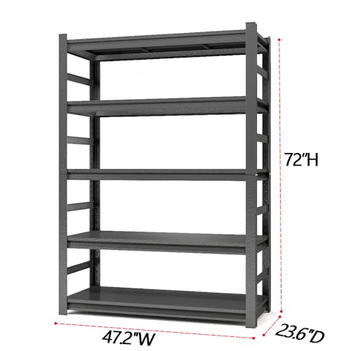 5-Tier Heavy Duty Steel Aquarium Stand with Safety Railing, 2000lbs Capacity Adjustable Metal Fish Tank Rack for Home/Commercial Use (47.2" W×23.6" D×72" H) - size: 47.2"W*23.6"D*72"H