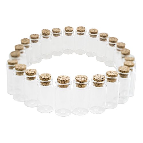 Super Z Outlet Mini Clear Glass Jars Bottles with Cork Stoppers for Arts & Crafts, Projects, Decoration, Party Favors - Size: 1-1/2" Tall X 3/4 Inches Diameter (24 Count)