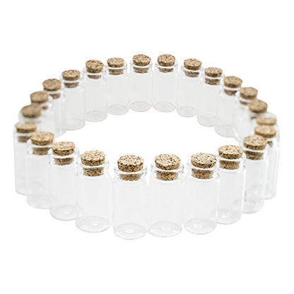 Super Z Outlet Mini Clear Glass Jars Bottles with Cork Stoppers for Arts & Crafts, Projects, Decoration, Party Favors - Size: 1-1/2" Tall X 3/4 Inches Diameter (24 Count)