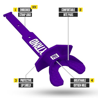 Nxtrnd Two Pro Football Mouth Guard, Permanent Strap, Fits Adult & Youth (Purple) - color: Purple Pro