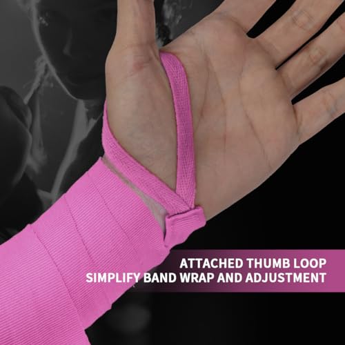 Flex Boxing Hand Wraps - 236 Inch/6M Extra Long for Premium Protection and Ultimate Performance - color: Pink
