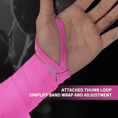 Flex Boxing Hand Wraps - 236 Inch/6M Extra Long for Premium Protection and Ultimate Performance - color: Pink