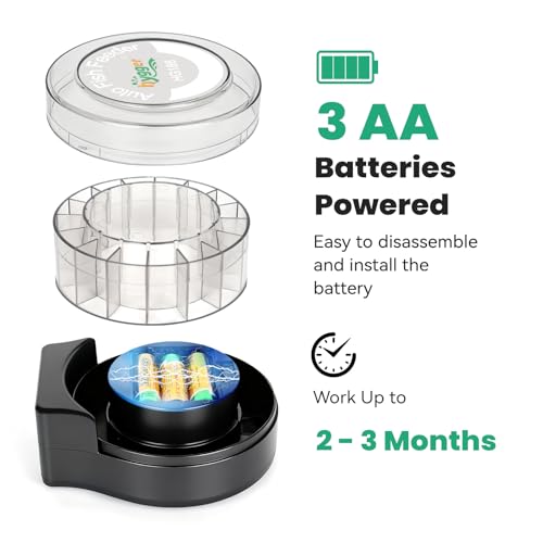 hygger Automatic Fish Feeder for Aquarium: Auto Fish Food Dispenser with LED Display & Timer, Precision Auto Aquarium Vacation Feeder for Fishes with 3 AA Batteries for Betta Turtle Goldfish