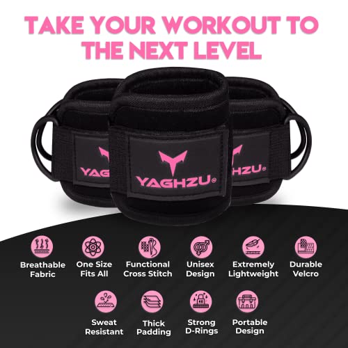 Adjustable Gym Ankle Straps for Cable Machines Women & Men, Glute Kickbacks - color: Black and Pink, size: Single