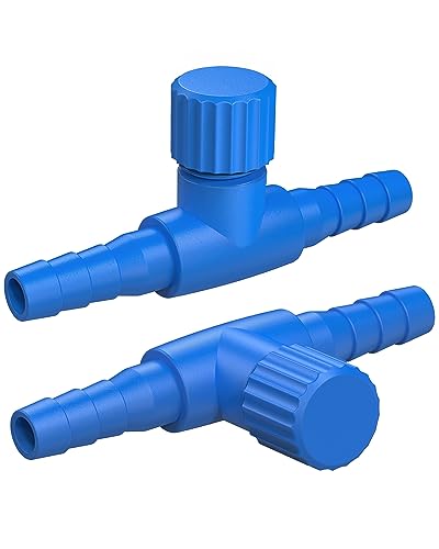 Pawfly Aquarium Air Control Valves for 3/16" ID Airline Tubing Single Way Plastic Air Flow Controllers Regulators Adjustable Blue Hose Connectors Air Pump Accessories for Fish Tanks, 10 Pack