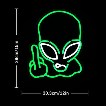 Alien Neon Sign for Wall Decor, USB Powered Green Game Room Neon Light, Green Alien LED Light Up Sign for Kids Birthday New Year Man Cave Teen Party Game Room Decoration - style: Green Alien