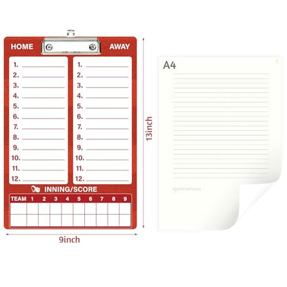 WISYOK Dry Erase Baseball Clipboard, Double Sided, Red | Marker, Lineup Board for Coaches, Management, Practice Planning, Game Strategy, Team Meetings - style: Baseball Red