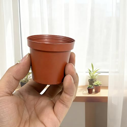 100 Pack 2 Inch Round Nursery Pots, 50 Clear and 50 Red Seedling Starter Pots, Plastic Plant Pots with Drainage Holes, for Seed Germination, Root View and Light Blocking - color: Clear + Red (100pcs)