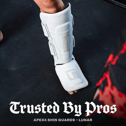 Tigear APEX4 Lunar - Martial Arts Shin Guards | Muay Thai, MMA, Kickboxing & Sparring | 100% Buffalo Leather