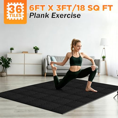 18 Tiles EVA Puzzle Exercise Floor Mats Set, Interlocking Foam Gym Tiles