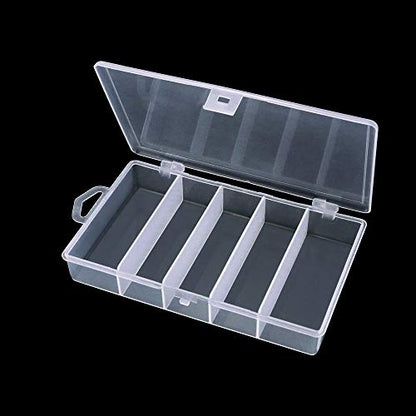 4 Pack 5 Grid Clear Plastic Fishing Tackle Bait Hooks Storage Box,Visible Bead Jewelry Making Findings Utility Organizer Container Case for Jewelry,DIY Crafts(7.1" x 4.3" x 1.2")
