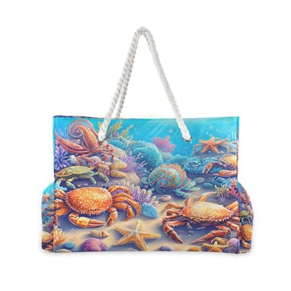 senya Large Beach Bags Totes Canvas Tote Shoulder Bag Soft Wave Water Resistant Bags for Gym Travel Daily Ocean - color: Marine Crab