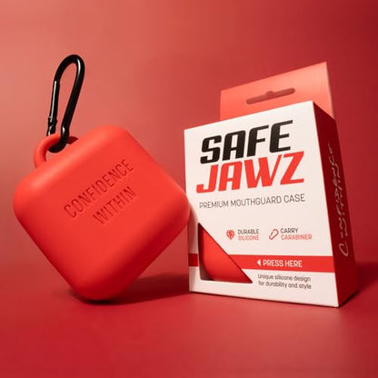 SAFEJAWZ Red Premium Mouth Guard Case with Carabiner Clip - color: Red