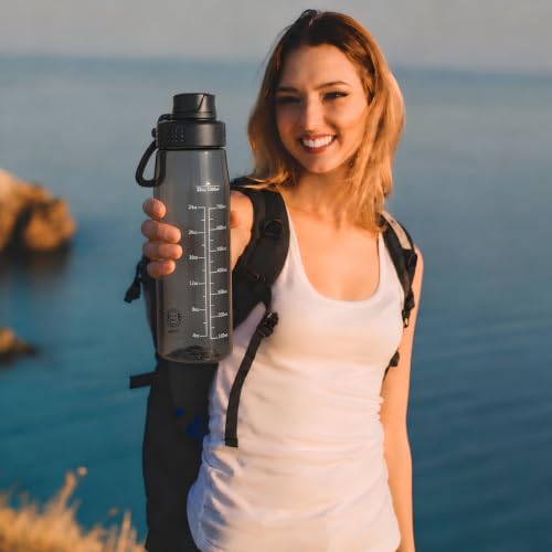 32oz Clear Water Bottle - BPA-Free Tritan Plastic, Fast Flow Spout Lid, Wide Mouth & Leakproof Design Hiking Water Bottle Suitable for Travel, Outdoors, Gym, Travel, Home, School(Black) - color: Black
