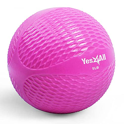 Yes4All Weighted Toning Balls for Exercise, Soft Medicine Balls for Exercise, Pilates, Yoga, Balance, Flexibility, 2-10lbs - color: I. 5lb - Pink, style: B. Diamond Grip - Knurl