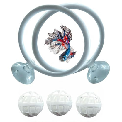 Fish Aquariums Accessories, 1 with Floating Ball & 2 Exercise Training Toys, Feeding Betta Set for Tank, Enrichment