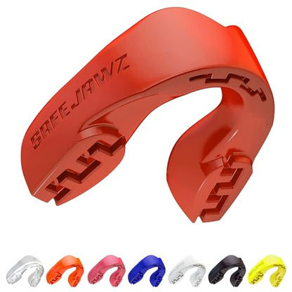 SAFEJAWZ Mouth Guard, Slim Fit Mouthguard for Adult & Youth with Case - color: Red, size: Adult (12+ Years)