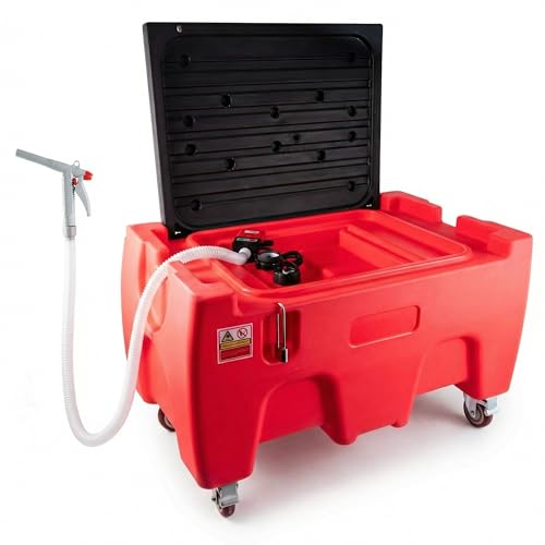 40 Gallon Diesel Fuel Transfer Tank with Battery Powered Pump, 3.8 GPM Self-Priming, Manual Fueling Nozzle, for Easy Gas Diesel Transportation, Red - size: 40Gallon 3.8GPM