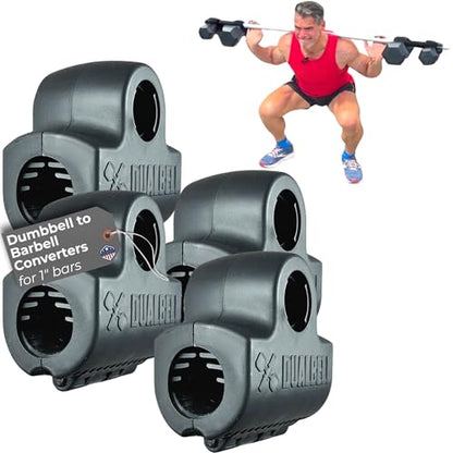 Dumbbell Converter to Barbell For 1" Bars, 500lb, Black w/Collars - color: Black (for standard 1" bar)