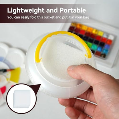 Paint Brush Washer, 3PCS Foldable Water Cup Watercolor Water Dispenser Watercolor Water Container Portable Paint Brush Holder Plastic Reusable Washing Bucket (M)