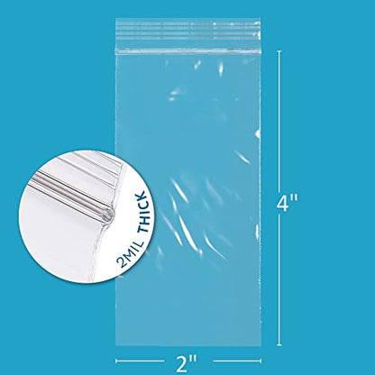 GPI - 2" x 4" Small Zip Bags, 200 Count, 2 Mil, Clear Plastic Reclosable Zipper Poly Baggies, with Resealable Zip Top Lock Seal, for Jewelry, Coins, Pills, Candy, Beads, Seeds & More.