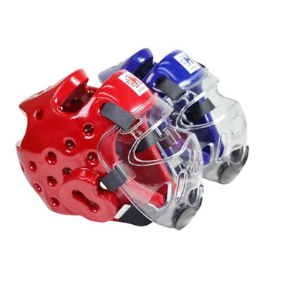 2PC Taekwondo Headgear Karate Headgear with Removable mask for Sparring Partner Muay Thai Taekwondo Karate MMA Training Adults - size: X-Large